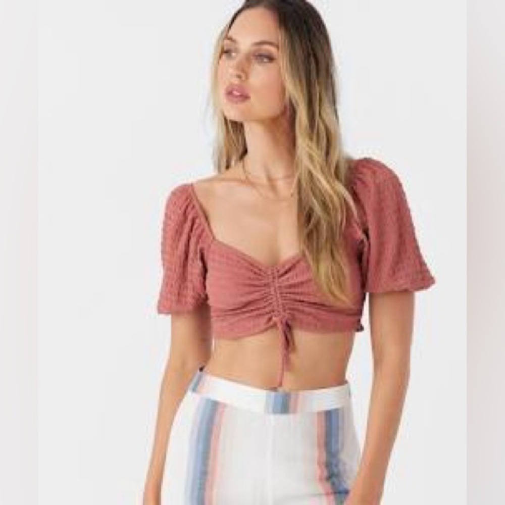 O’NEIL POLLY TEXTURED KNIT CROP TOP